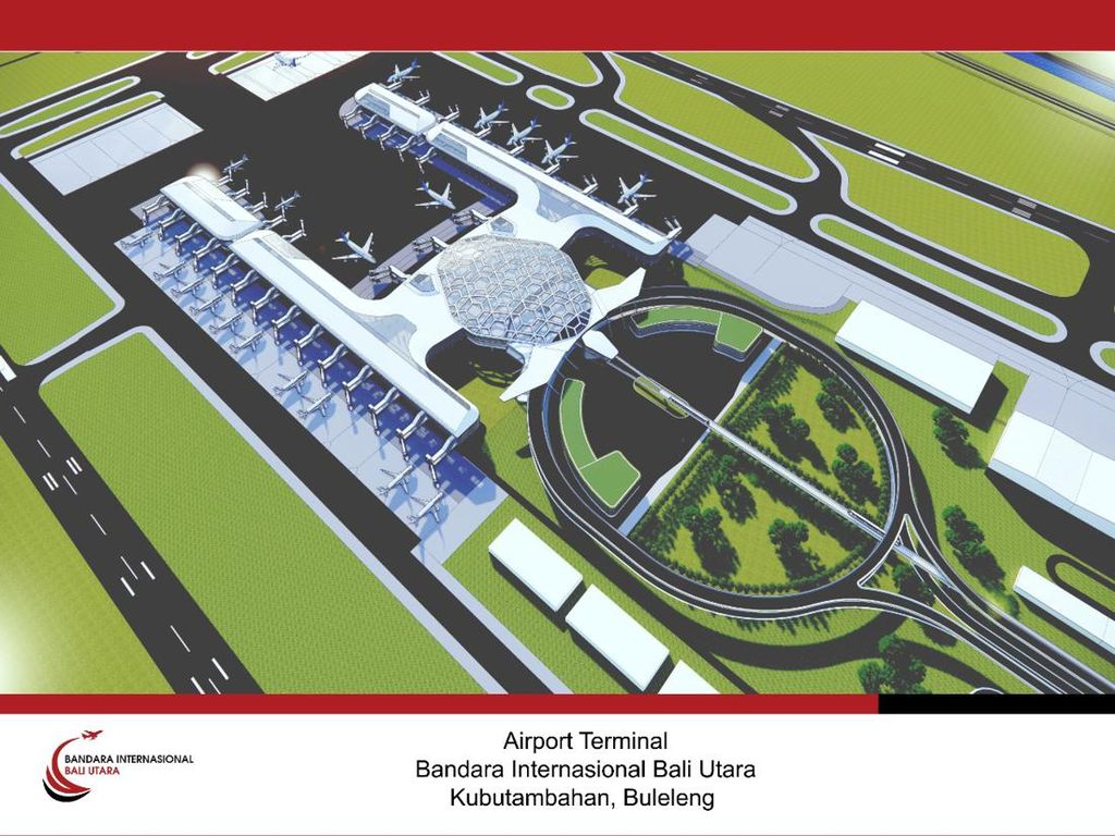 Map of Bali highlighting the location of the new North Bali International Airport, symbolizing emerging real estate investment zones.
