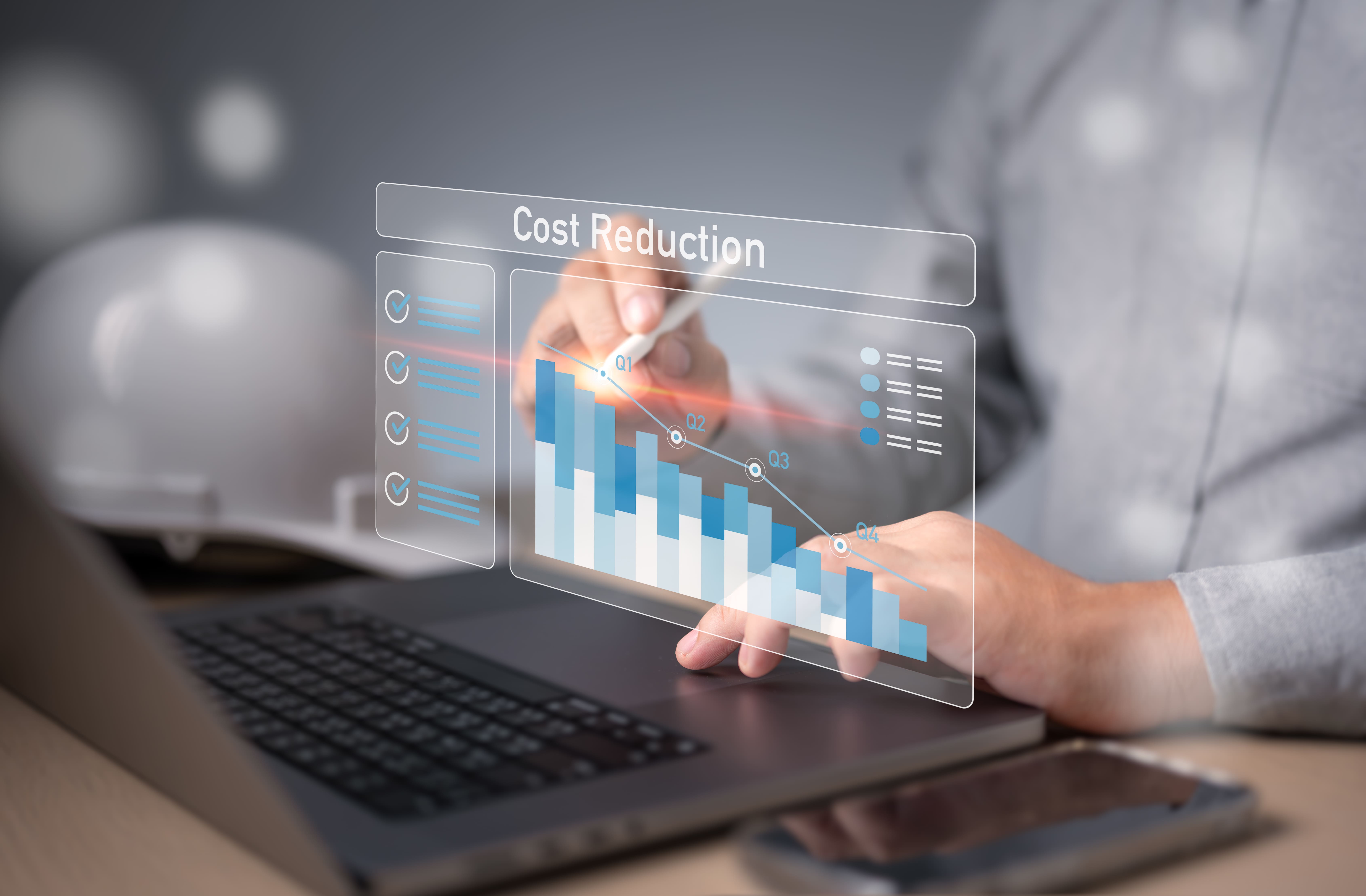 Modern residential and commercial buildings with digital operational management overlays symbolize efficient property management.